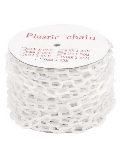 YF-PWC PLASTIC WARNING CHAIN WHITE 4 MM x 25 MTR