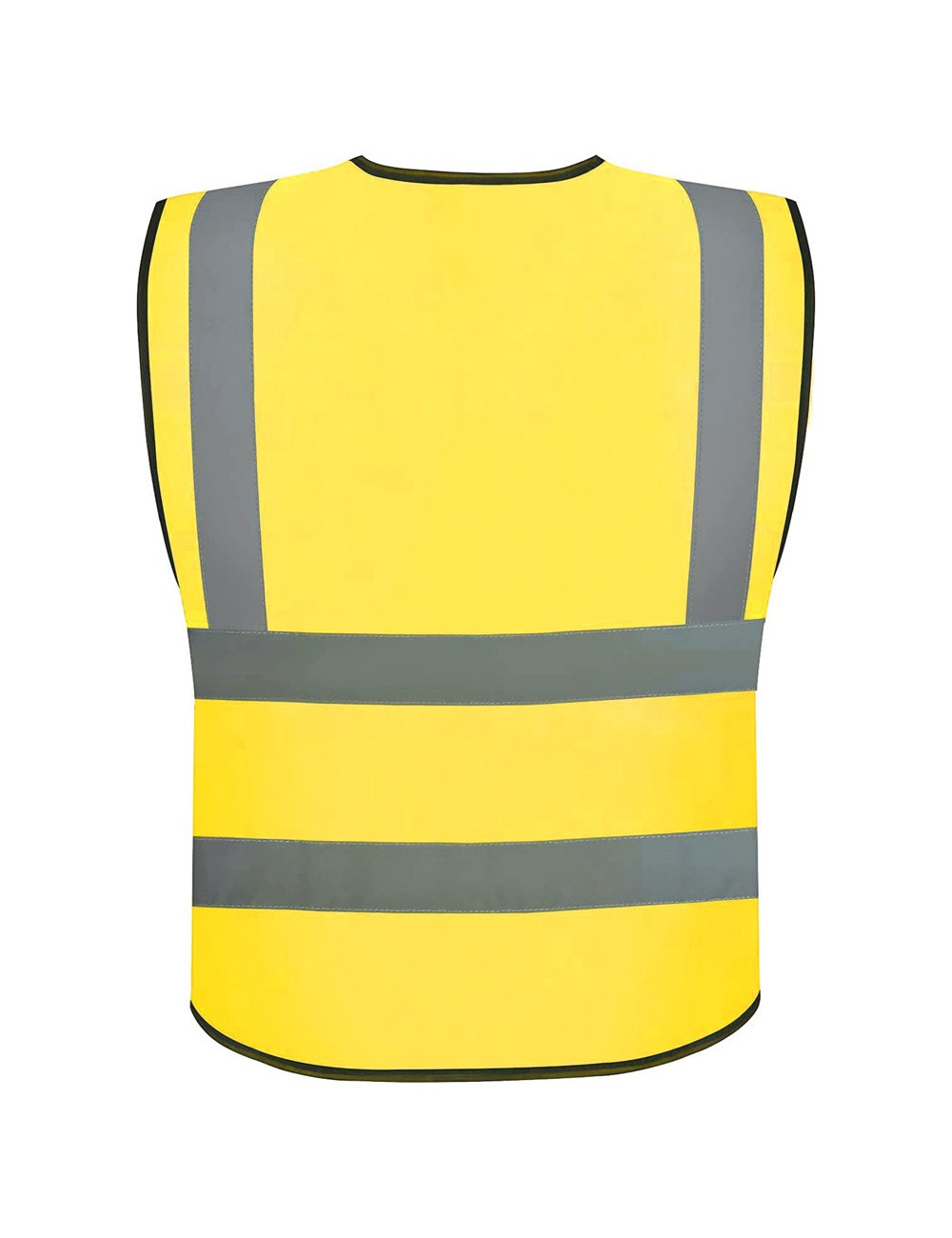 SAFETY VEST LONG ZIPPER , PLAIN BRIGHT STRIP REFLECTIVE STRIP ON SHOULDER YELLOW 120G