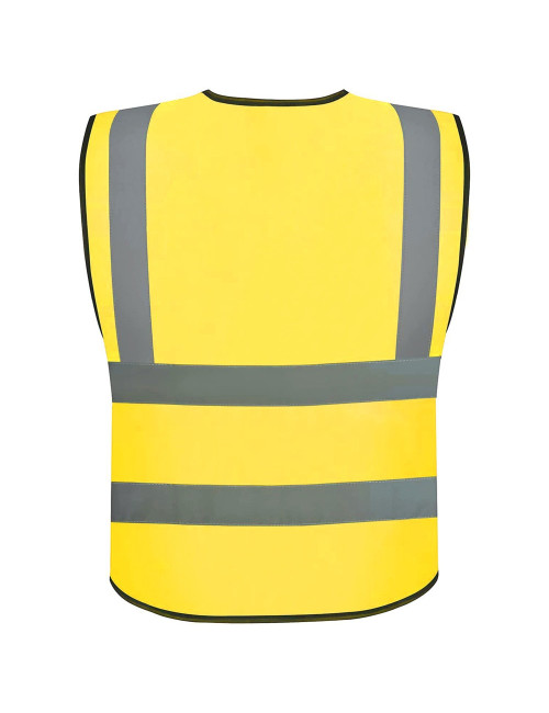 SAFETY VEST LONG ZIPPER , PLAIN BRIGHT STRIP REFLECTIVE STRIP ON SHOULDER YELLOW 120G