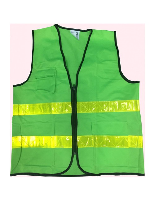 YF-RV-2 REFLECTIVE VEST GREEN H.D. W/3 POCKETS 250GMS