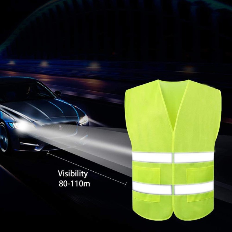 YF-RV-2 REFLECTIVE VEST GREEN H.D. W/3 POCKETS 250GMS