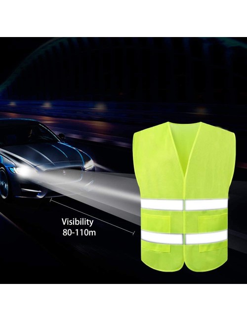 YF-RV-2 REFLECTIVE VEST GREEN H.D. W/3 POCKETS 250GMS