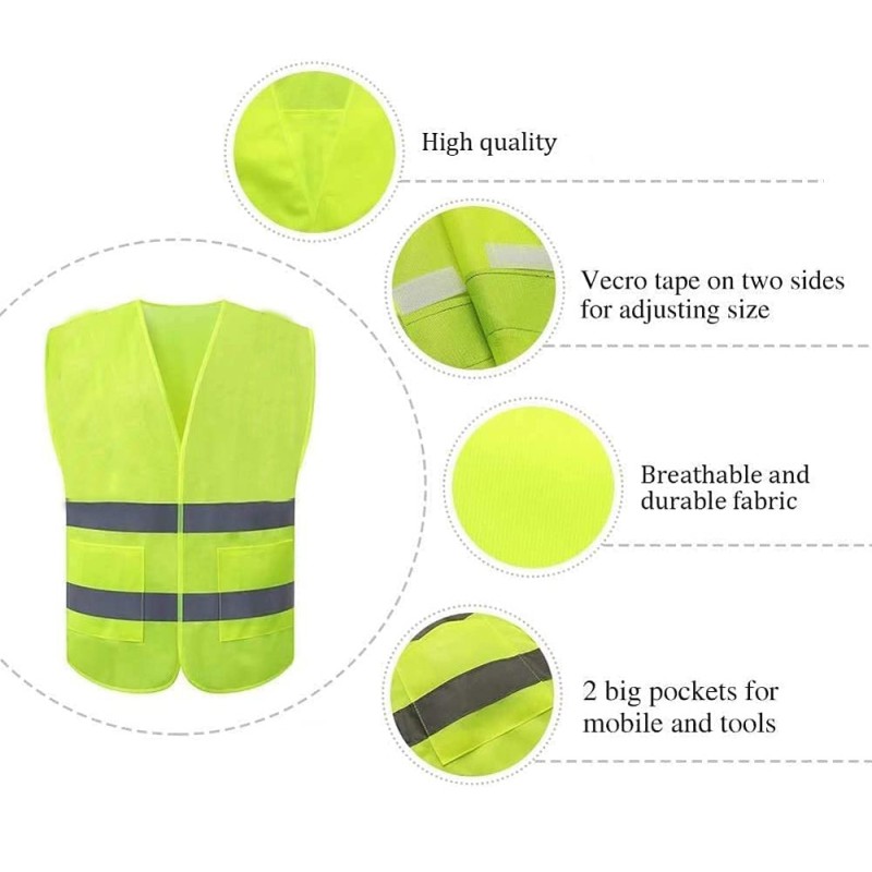 YF-RV-2 REFLECTIVE VEST GREEN H.D. W/3 POCKETS 250GMS