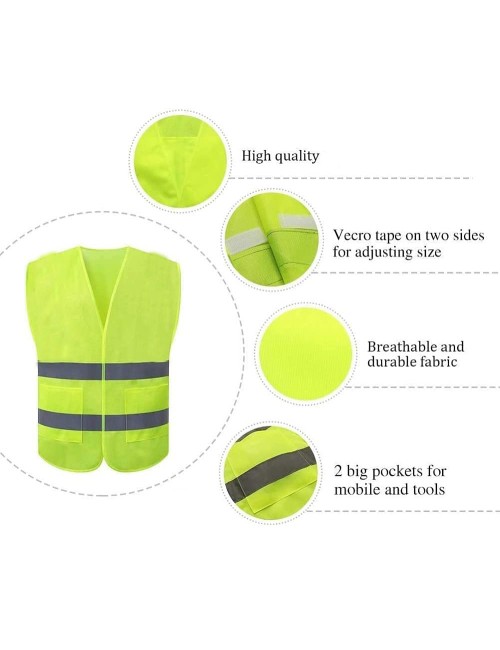 YF-RV-2 REFLECTIVE VEST GREEN H.D. W/3 POCKETS 250GMS