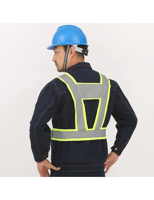 SAFETY VEST GREEN AND GRAY BRIGHT STRIP REFLECTIVE STRIP 120G