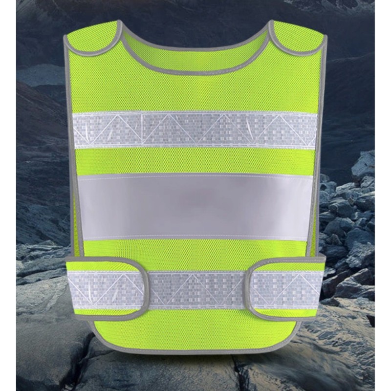 SAFETY VEST NET CLOTH LATTICE BRIGHT REFLECTIVE STRIP VELCRO 75G GREEN