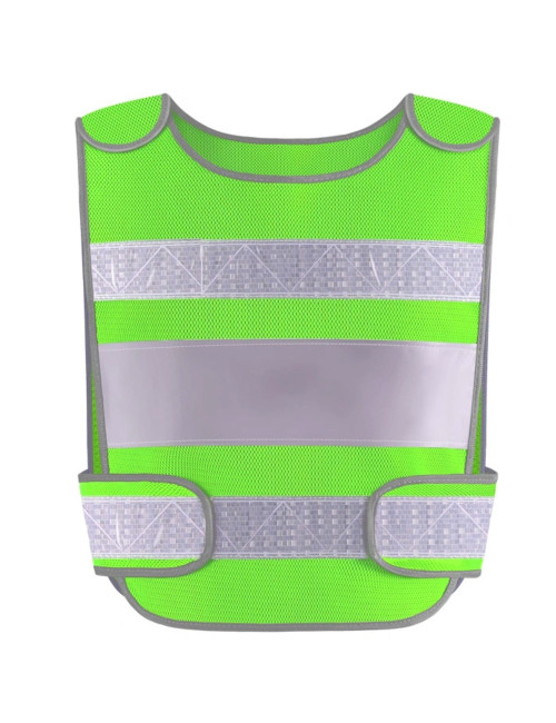 SAFETY VEST NET CLOTH LATTICE BRIGHT REFLECTIVE STRIP VELCRO 75G GREEN SHINY