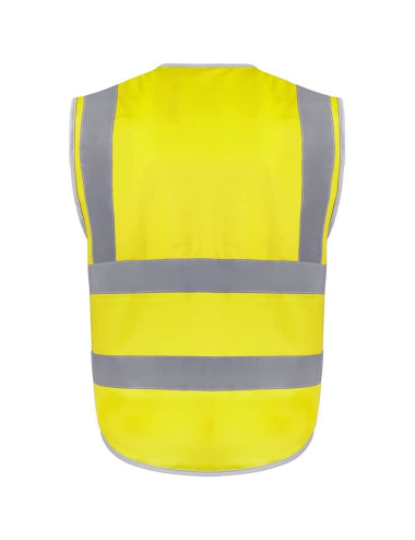 SAFETY VEST WRAP KNITTED FBRIC REFECTIVE BONDED FABRIC BUTTON POCKET WITH SIDE POCKET YELOW 120G