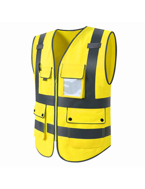 SAFETY VEST WRAP KNITTED FBRIC REFECTIVE BONDED FABRIC BUTTON POCKET WITH SIDE POCKET YELOW 120G