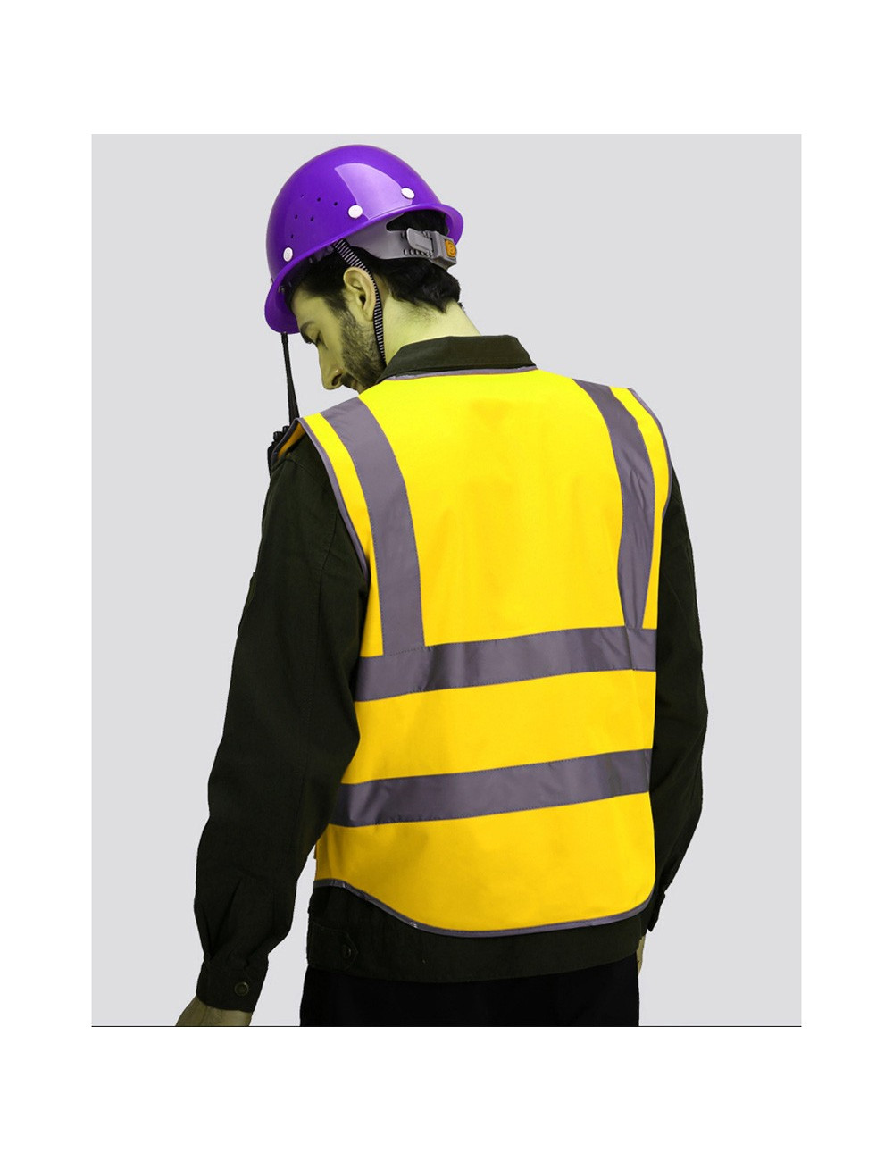 SAFETY VEST WRAP KNITTED FBRIC REFECTIVE BONDED FABRIC BUTTON POCKET WITH SIDE POCKET YELOW 120G