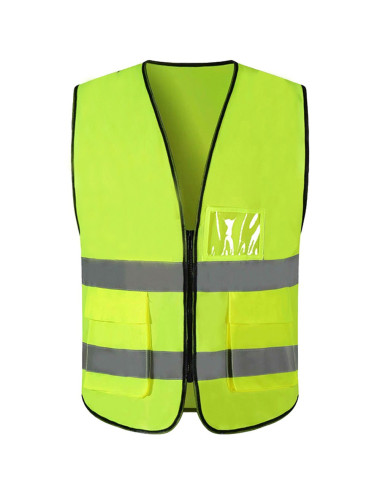 جاكيت سلامة اخضر فسفوري سحاب 3 جيب