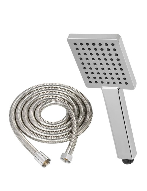 Square shower head with clamp