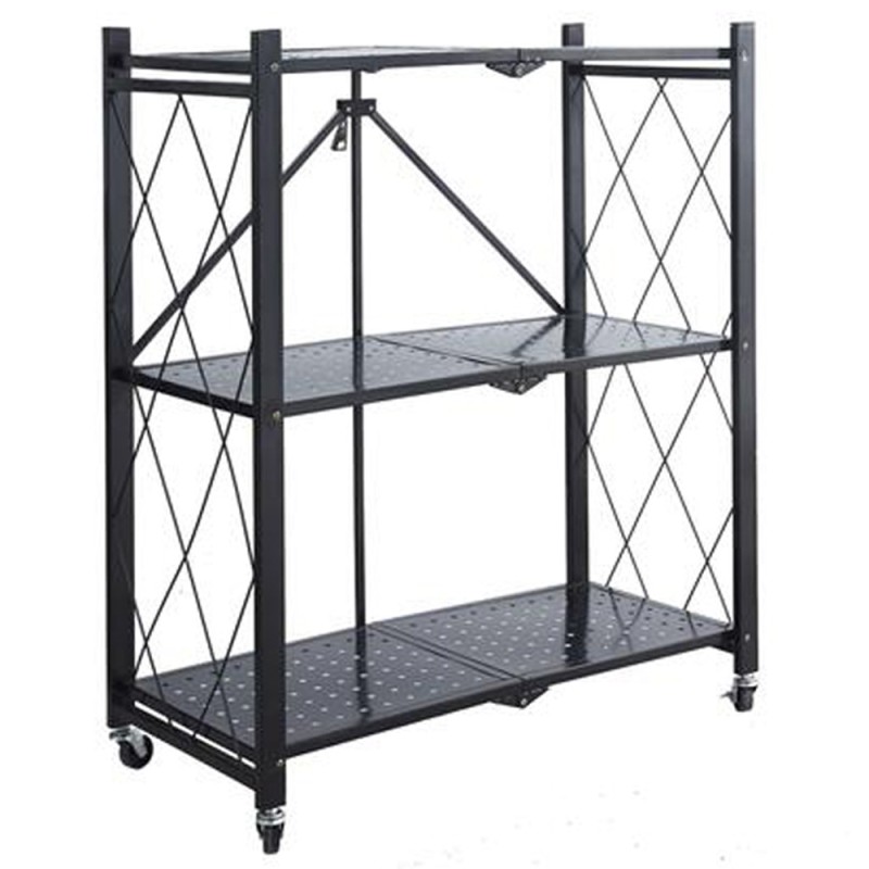 THREE LAYERS FRAME FOLDABLE SHELF BLACK 71 X 34 X 85CM