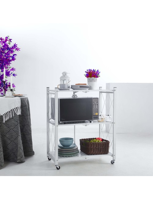 THREE LAYERS FRAME FOLDABLE SHELF WHITE 71 X 34 X 85CM
