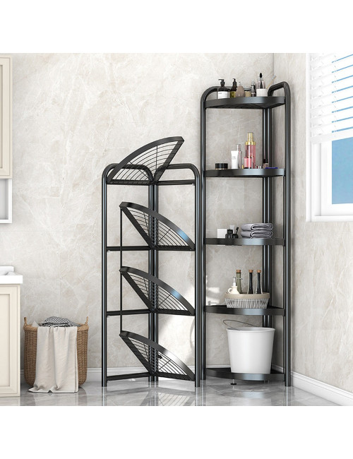 FIVE LAYERS CORNER SHELF WITH ( PP PAD ) BLACK 35 X 51 X 156