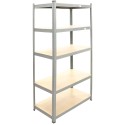 T20 POWDER COATED STEEL SHELF WITH 5 WOOD SHELF GREY 1200 x 400 x 1800MM