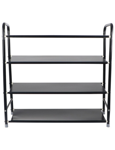 رف احذية 4 طابق اسود 60 × 25 × 57 سانتي