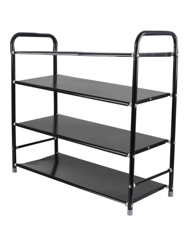 رف احذية 4 طابق اسود 60 × 25 × 57 سانتي