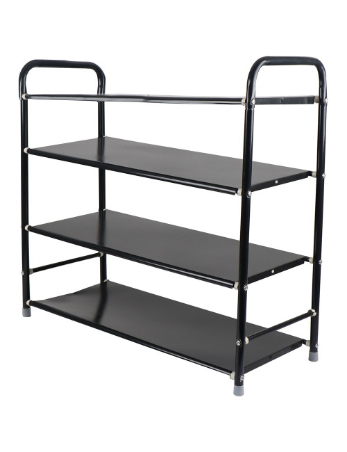 رف احذية 4 طابق اسود 60 × 25 × 57 سانتي