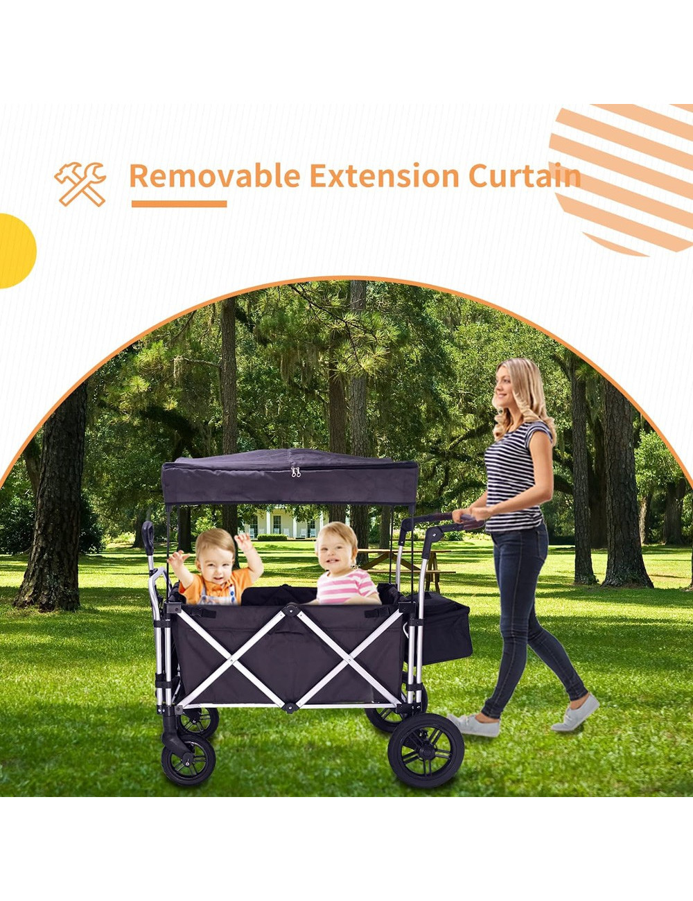 FW-07-IRON 2 SEATER BABY FOLDING CARAVAN WITH BRAKE