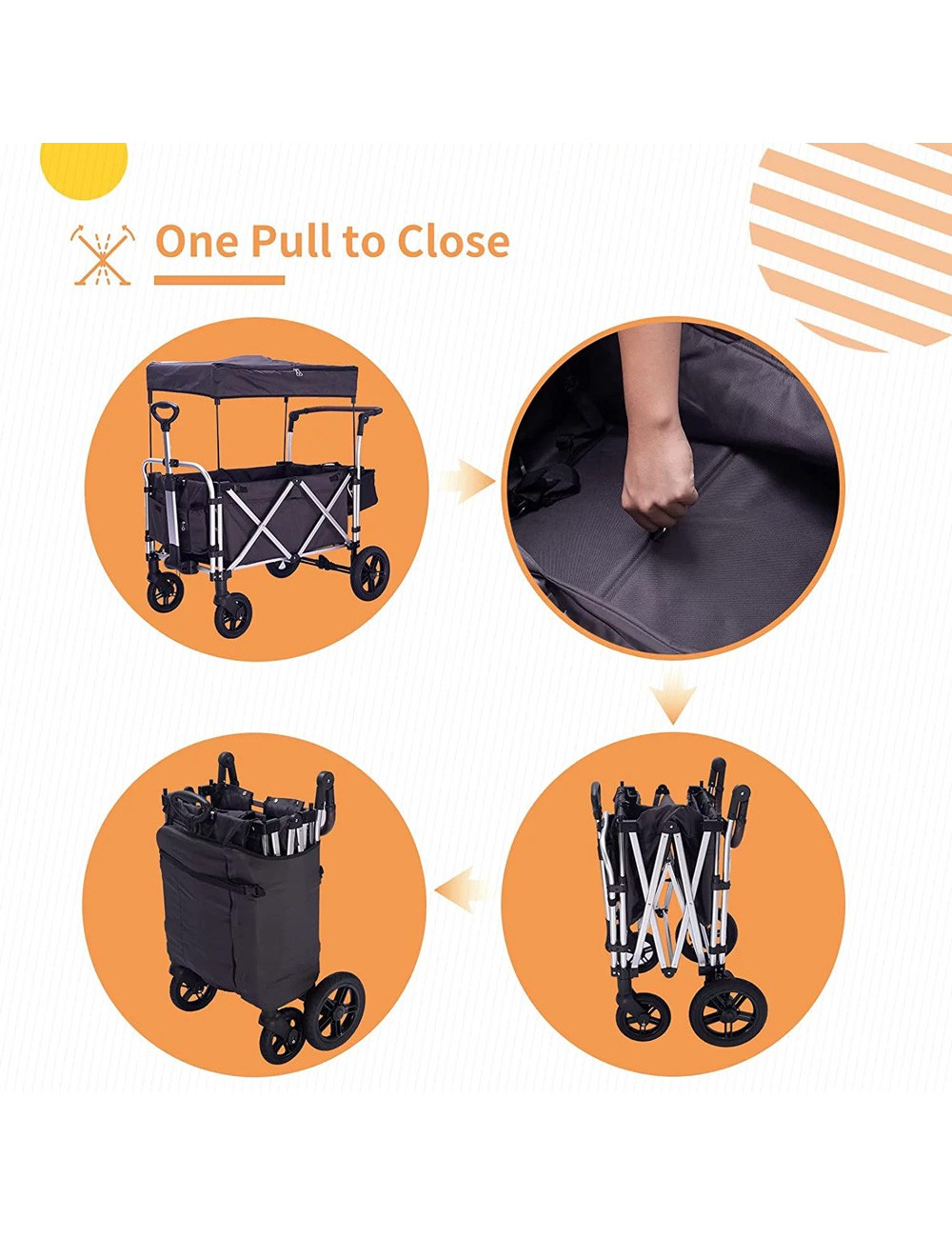 FW-07-IRON 2 SEATER BABY FOLDING CARAVAN WITH BRAKE