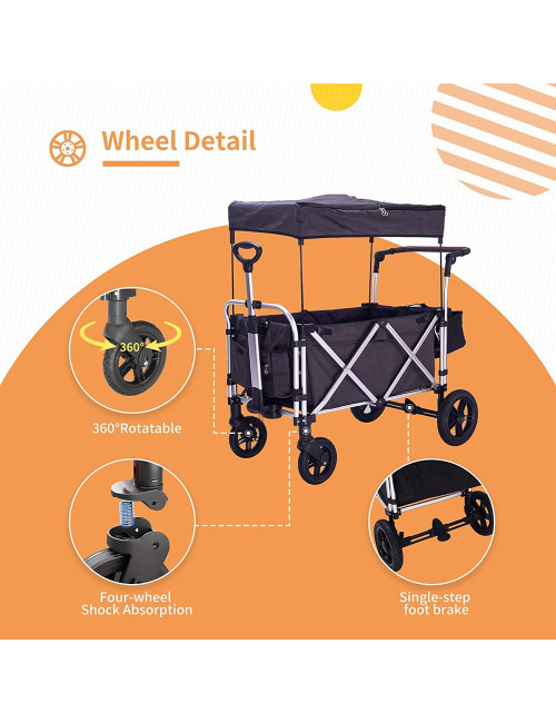FW-07-IRON 2 SEATER BABY FOLDING CARAVAN WITH BRAKE