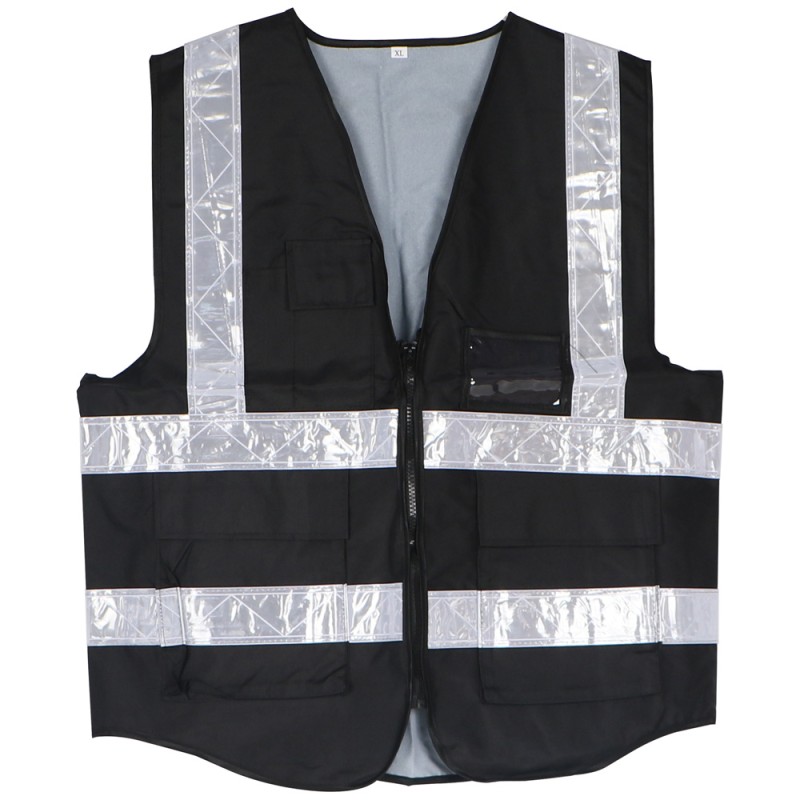 A-HEAVY DUTY SAFETY VEST OXFORD CLOTH 3 POCKETS + 1 CARD POCKET BLACK XL