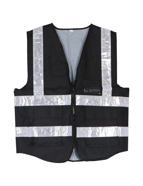A-HEAVY DUTY SAFETY VEST OXFORD CLOTH 3 POCKETS + 1 CARD POCKET BLACK XL