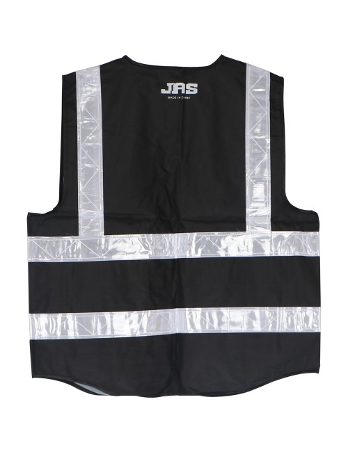 A-HEAVY DUTY SAFETY VEST OXFORD CLOTH 3 POCKETS + 1 CARD POCKET BLACK XL
