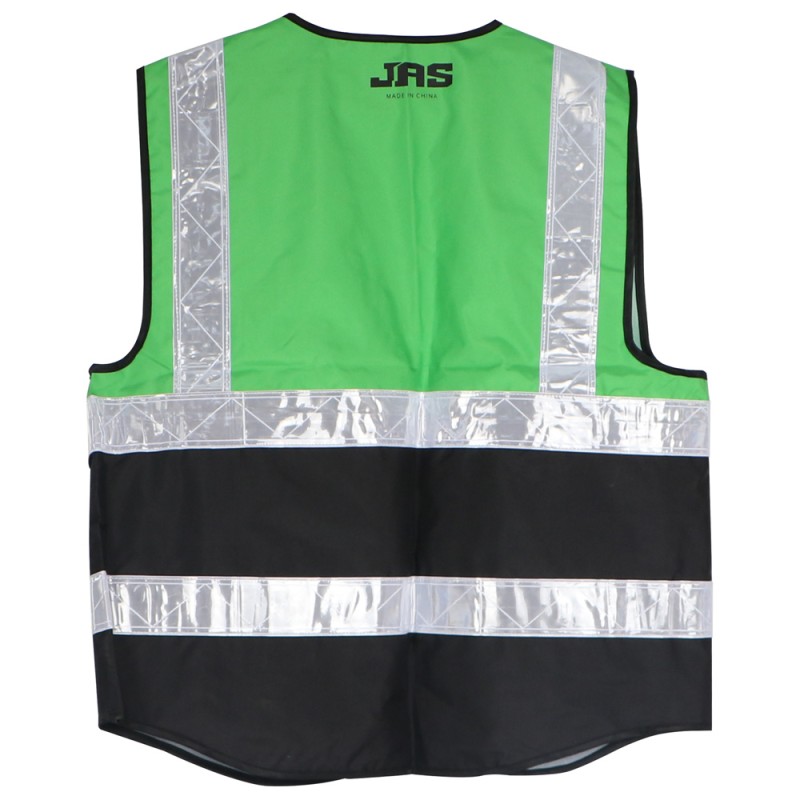 A-HEAVY DUTY SAFETY VEST OXFORD CLOTH 3 POCKETS + 1 CARD POCKET GREEN AND BLACK XL