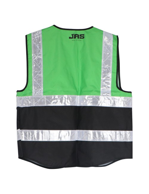 A-HEAVY DUTY SAFETY VEST OXFORD CLOTH 3 POCKETS + 1 CARD POCKET GREEN AND BLACK XL