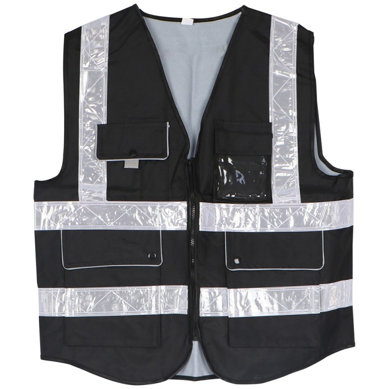 B-HEAVY DUTY SAFETY VEST OXFORD CLOTH 4 POCKETS BLACK XL