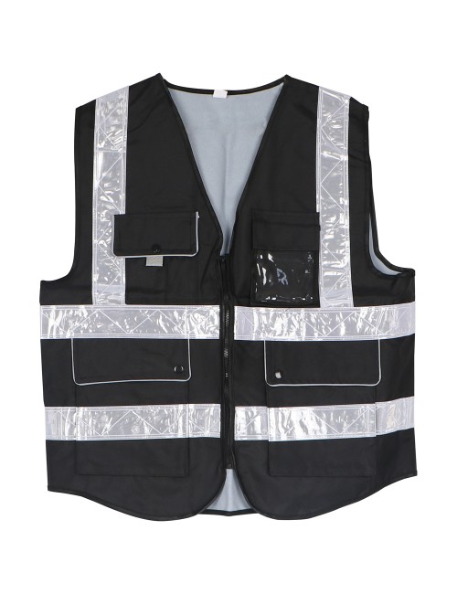 B-HEAVY DUTY SAFETY VEST OXFORD CLOTH 4 POCKETS BLACK XL
