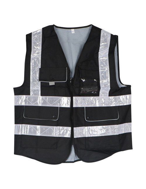B-HEAVY DUTY SAFETY VEST OXFORD CLOTH 4 POCKETS BLACK XXL