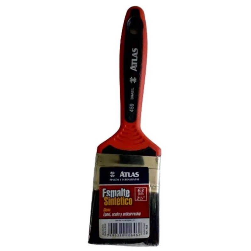 ATLAS 459 PAINT BRUSH RUBBER HANDLE RED 2.5"