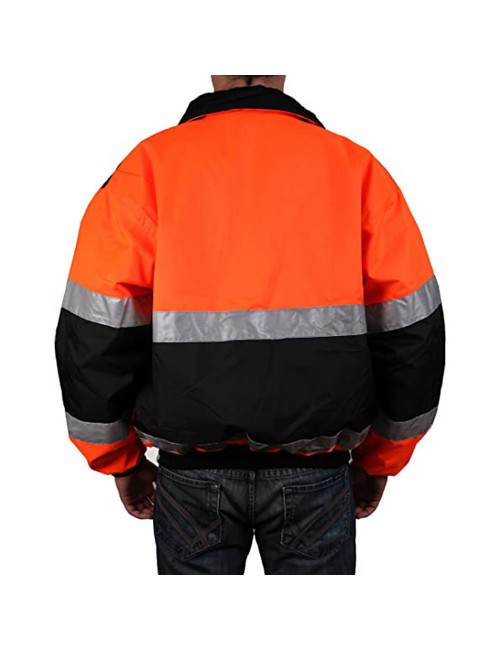 جاكيت سلامة مطرى برتقالي × اسود H.D XXL