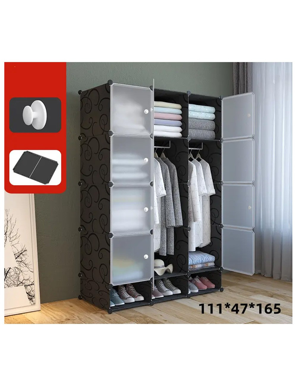 CMM-003 PORTABLE CLOTHES FOLDING STORAGE CABINET 111*47*165CM