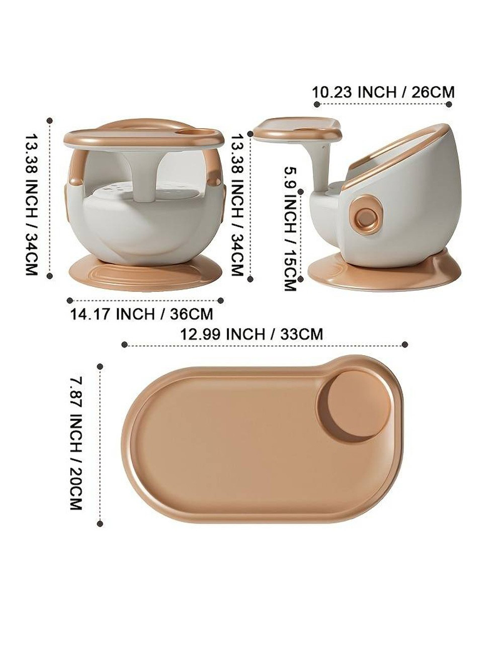 36*34CM كرسي اطفال مع طاولة ذهبي