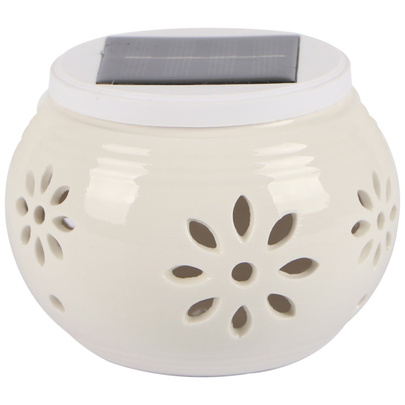 2135 SOLAR GARDEN TABLE LIGHT CERAMICS, WHITE 2 IN 1 100×75MM