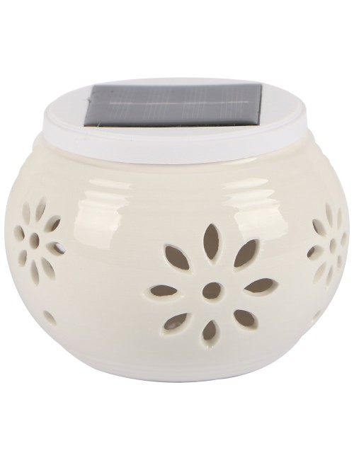 2135 SOLAR GARDEN TABLE LIGHT CERAMICS, WHITE 2 IN 1 100×75MM