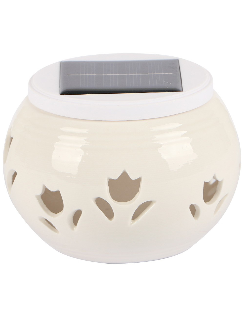 2136 SOLAR GARDEN TABLE LIGHT CERAMICS, WHITE 2 IN 1 100×75MM