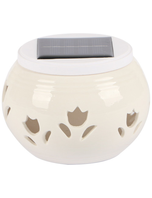 2136 SOLAR GARDEN TABLE LIGHT CERAMICS, WHITE 2 IN 1 100×75MM