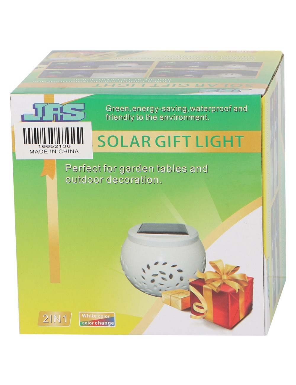 2136 SOLAR GARDEN TABLE LIGHT CERAMICS, WHITE 2 IN 1 100×75MM