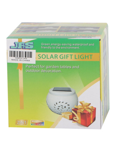 2140 SOLAR GARDEN TABLE LIGHT CERAMICS, WHITE 2IN 1 100 X 75MM