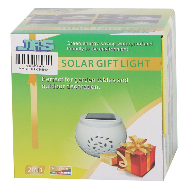 2140 SOLAR GARDEN TABLE LIGHT CERAMICS, WHITE 2IN 1 100 X 75MM