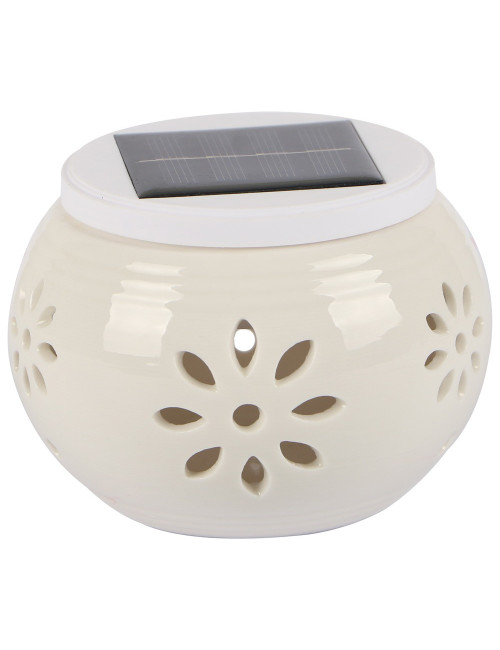 2148 SOLAR GARDEN TABLE LIGHT CERAMICS, WHITE 2 IN 1 120 X 85MM