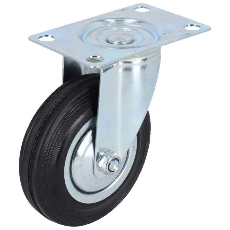 RUBBER WHEEL FOR STEEL PLATFORM TROLLEY 5" SWIVEL