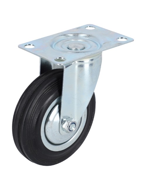 RUBBER WHEEL FOR STEEL PLATFORM TROLLEY 5" SWIVEL