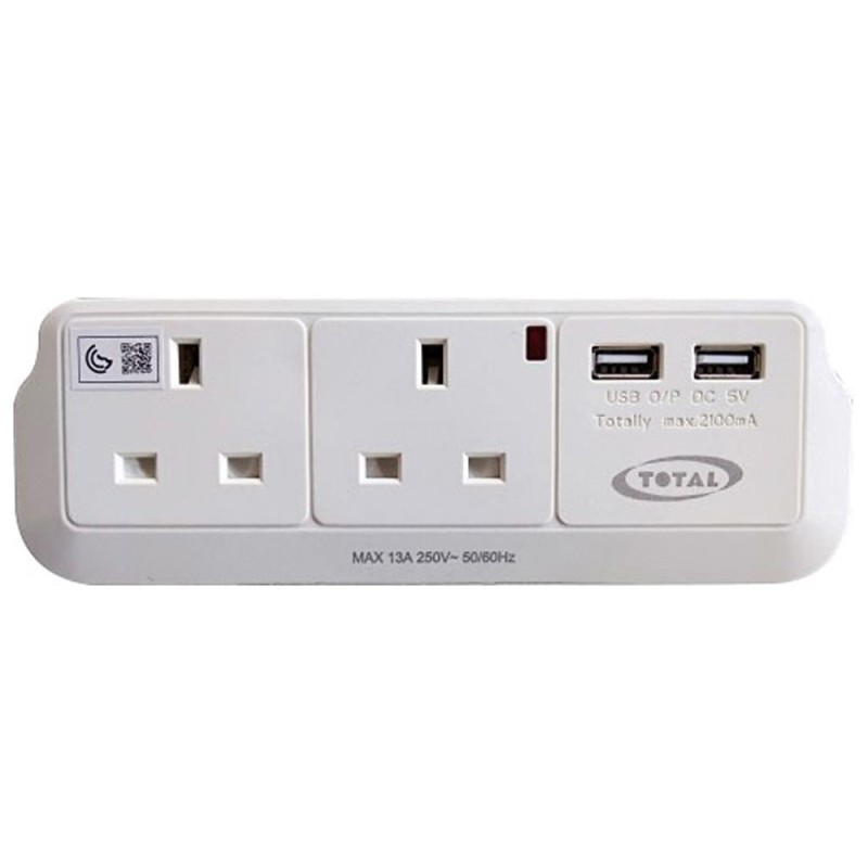 TE007 USB موزع كهرباء2 فتحة مع 2 TOTAL