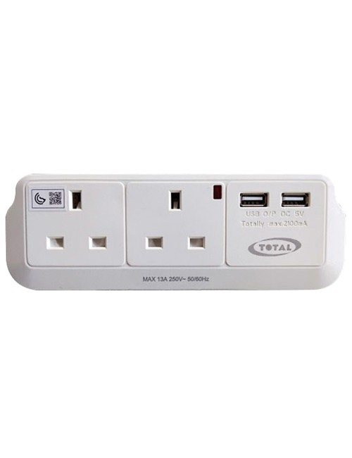 TE007 USB موزع كهرباء2 فتحة مع 2 TOTAL